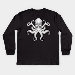 Albino White Octopus Kids Long Sleeve T-Shirt